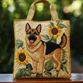 Bolso con pastor alemán y flores