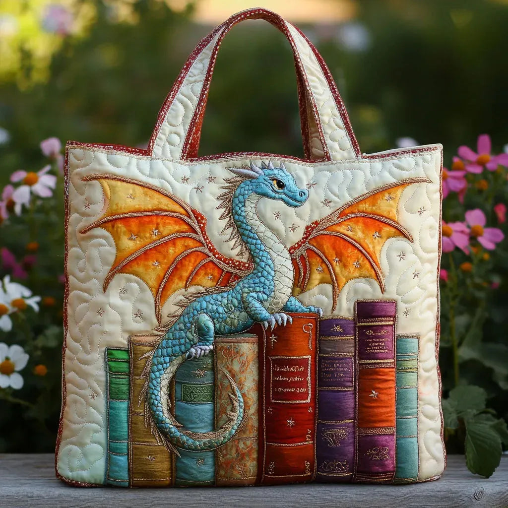 Bolso acolchado con dragón esmeralda guardián de libros