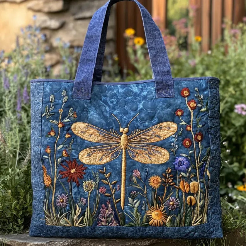 Bolso acolchado con libélula dorada