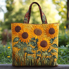 Bolso acolchado clásico con girasoles