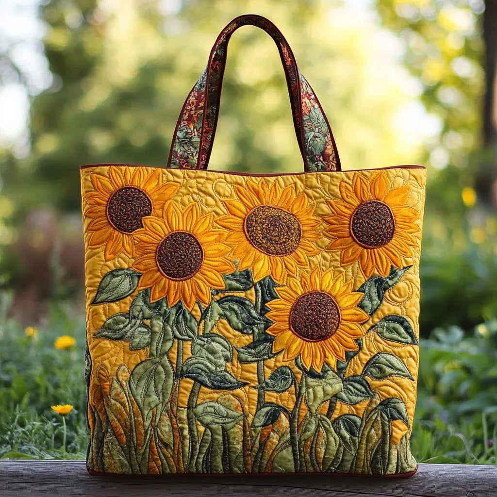 Bolso acolchado clásico con girasoles