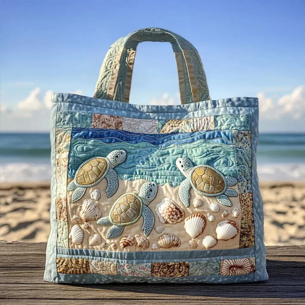 Bolso tote acolchado con tortugas marinas