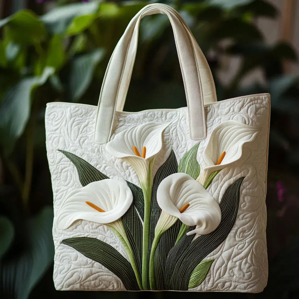 Bolso acolchado con lirios blancos
