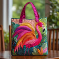 Bolso tote acolchado con flamenco arcoíris