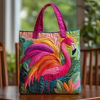 Bolso tote acolchado con flamenco arcoíris
