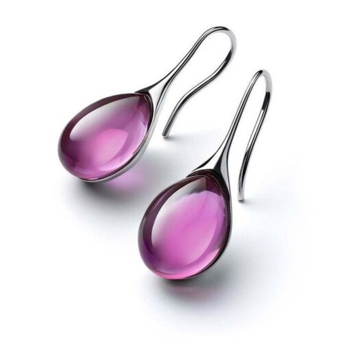 Pendientes de gota con cristales en dorado y plateado