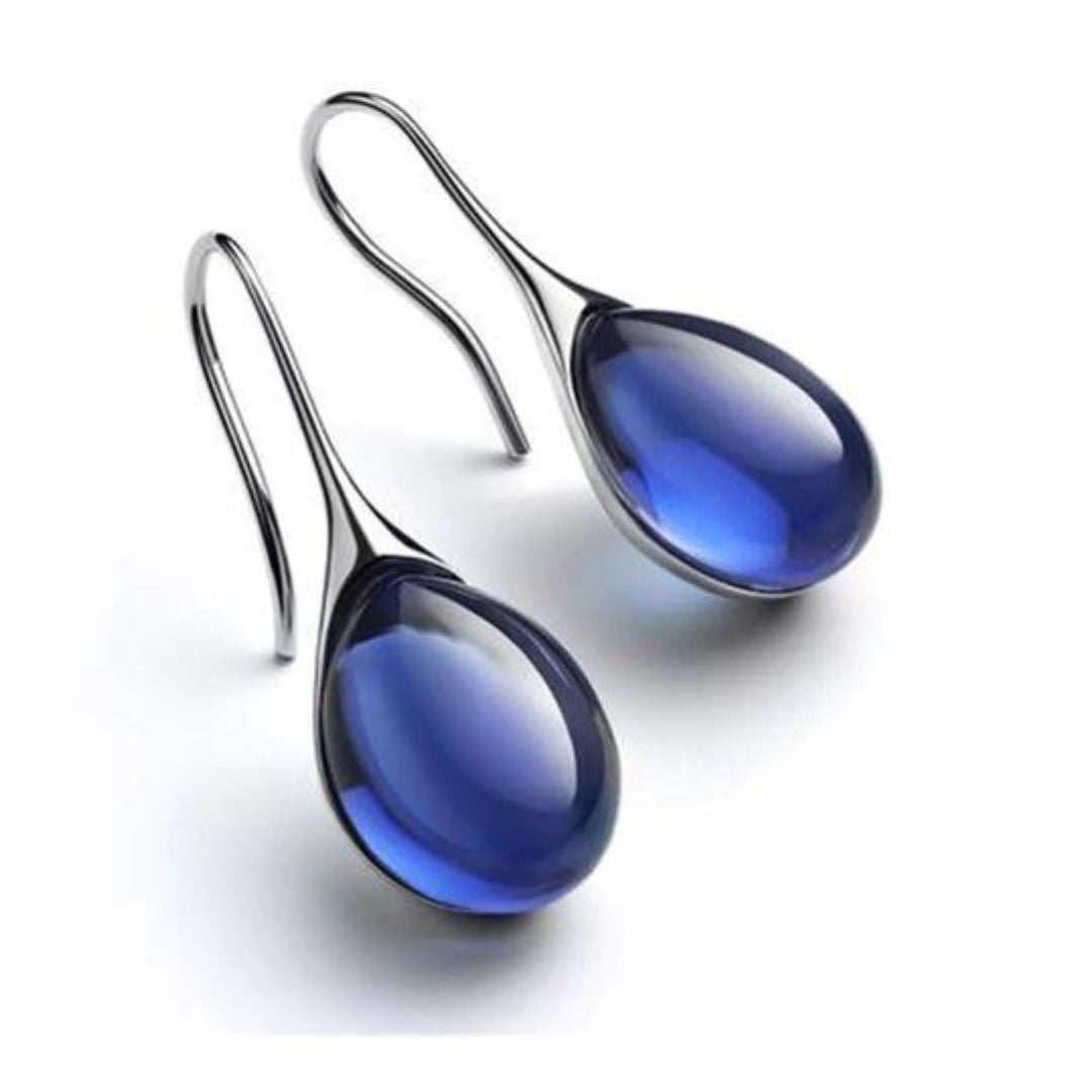 Pendientes de gota con cristales en dorado y plateado