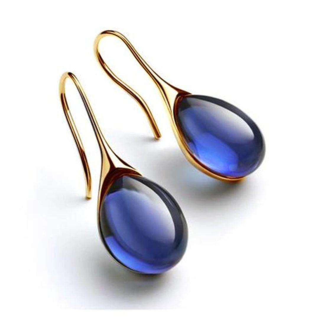 Pendientes de gota con cristales en dorado y plateado