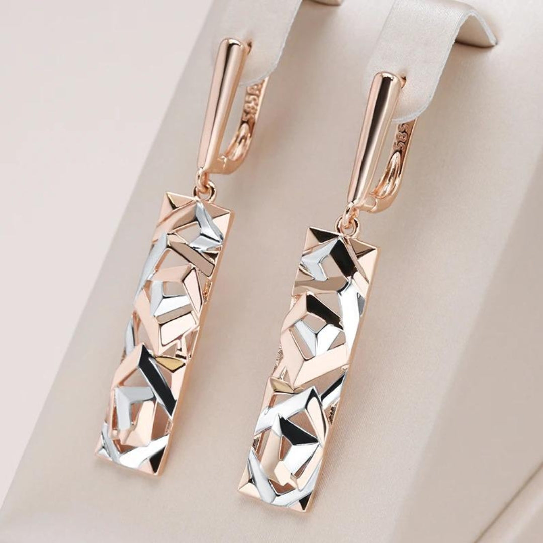 Pendientes rectangulares elegantes en dorado y plateado
