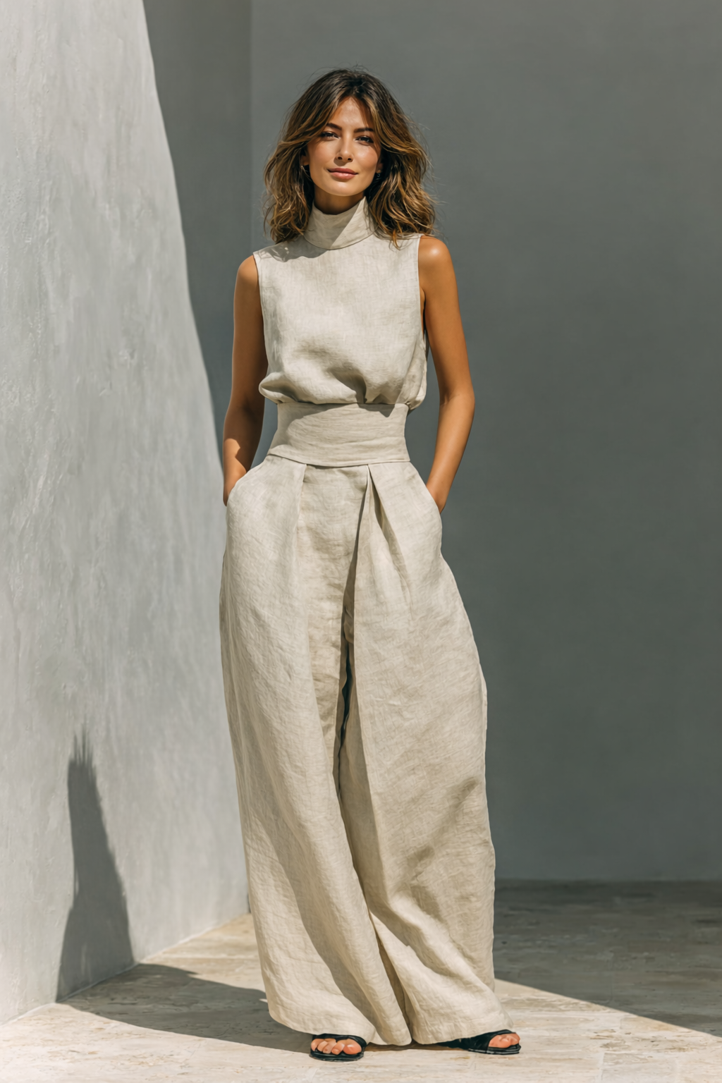 Maria | Conjunto minimalista de dos piezas con pantalón ancho