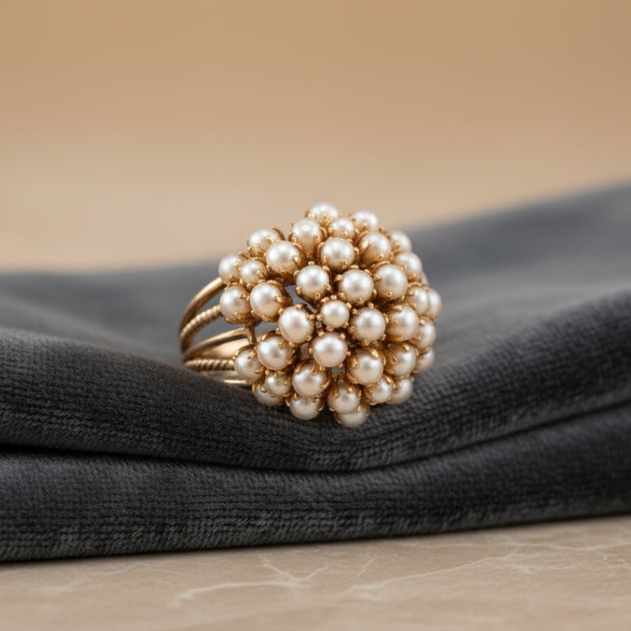 Anillo con perla incrustada