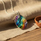 Collar de piedra redonda de colores