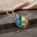 Collar de piedra redonda de colores