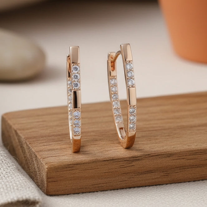 Pendientes elegantes de circonita en dorado
