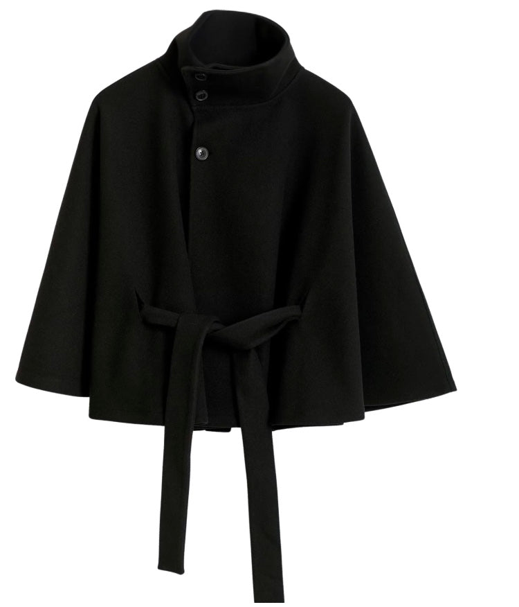 Beatrix | Chaqueta capa con cinturón y cuello alto