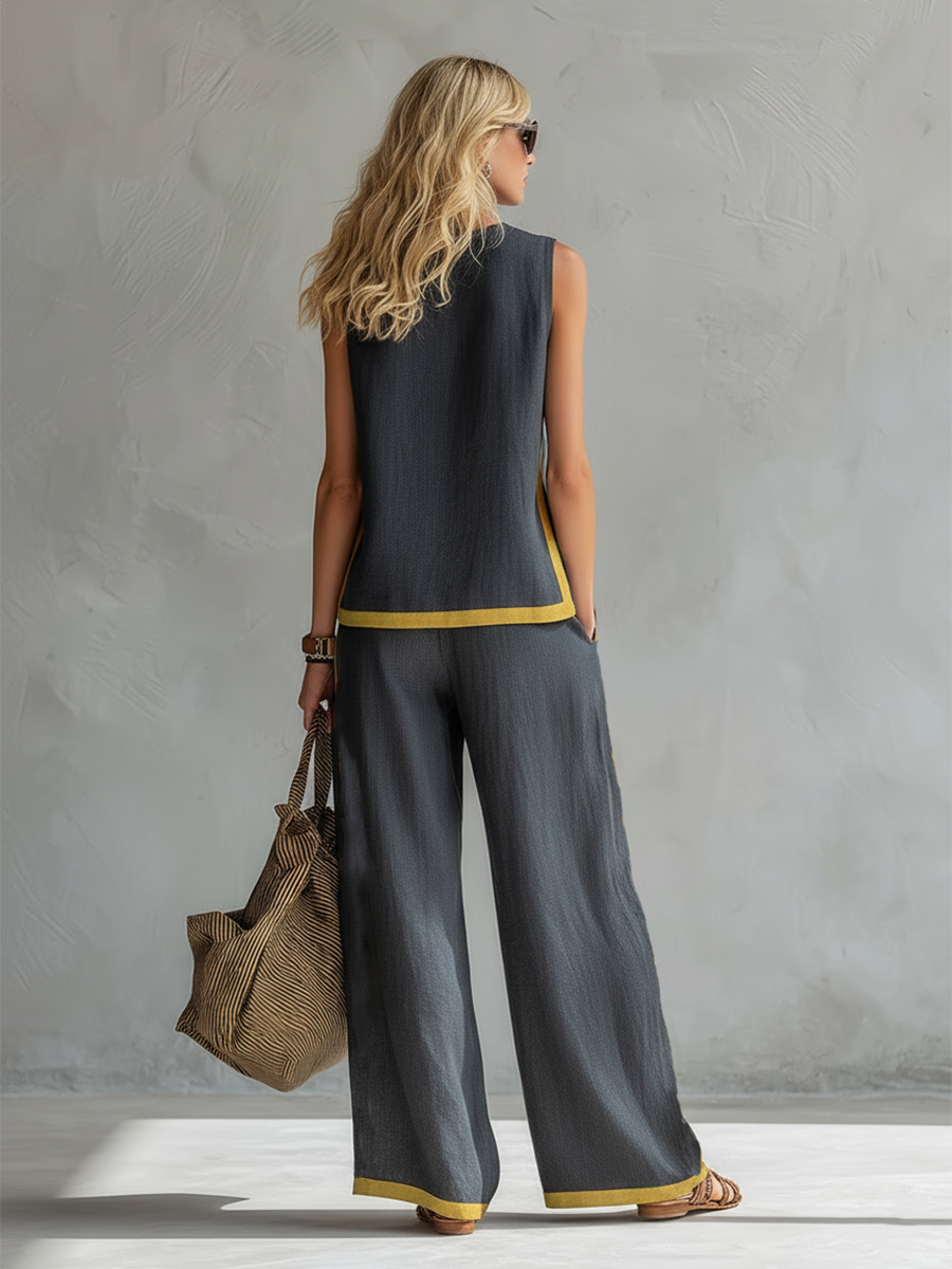 Soraya | Conjunto elegante de pantalón ancho y corte relajado