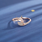 Anillo de zorro plateado y rosa