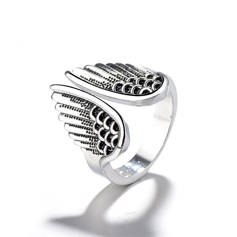 Anillo ajustable Angel en tono plateado