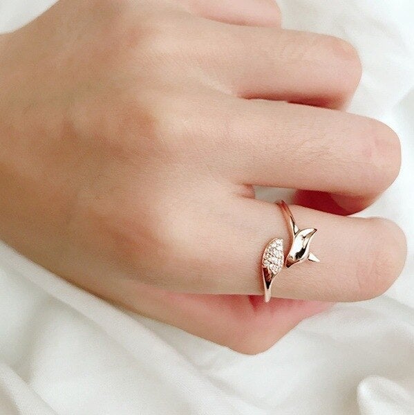 Anillo de zorro plateado y rosa