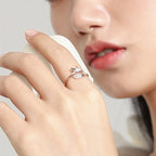 Anillo de zorro plateado y rosa