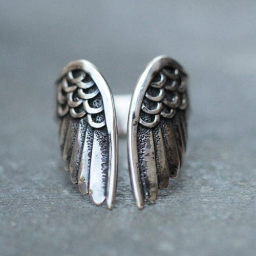 Anillo ajustable Angel en tono plateado