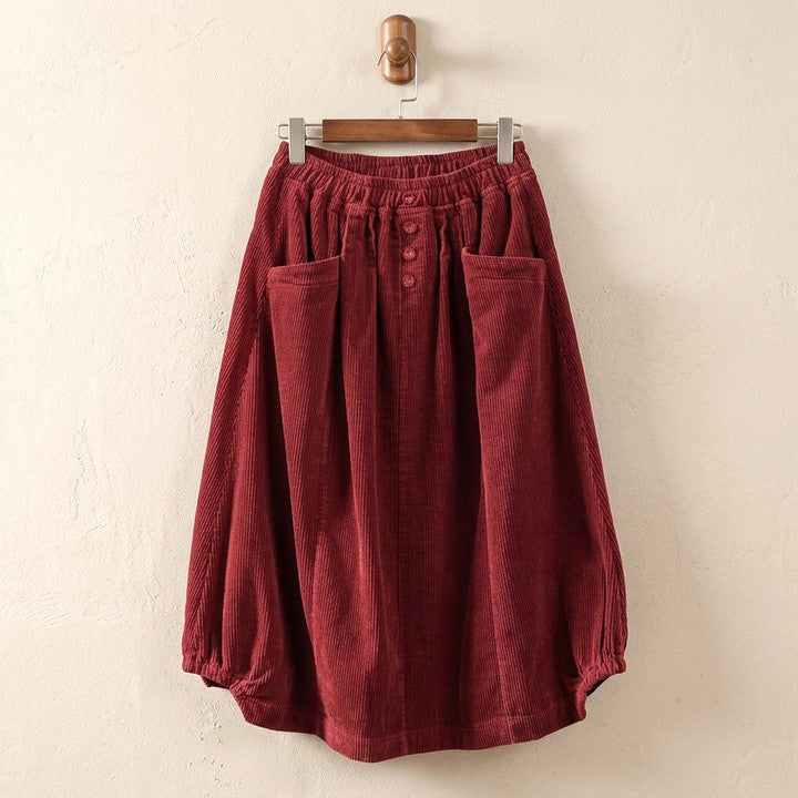 Hortense | Falda midi con cintura elástica y bolsillos