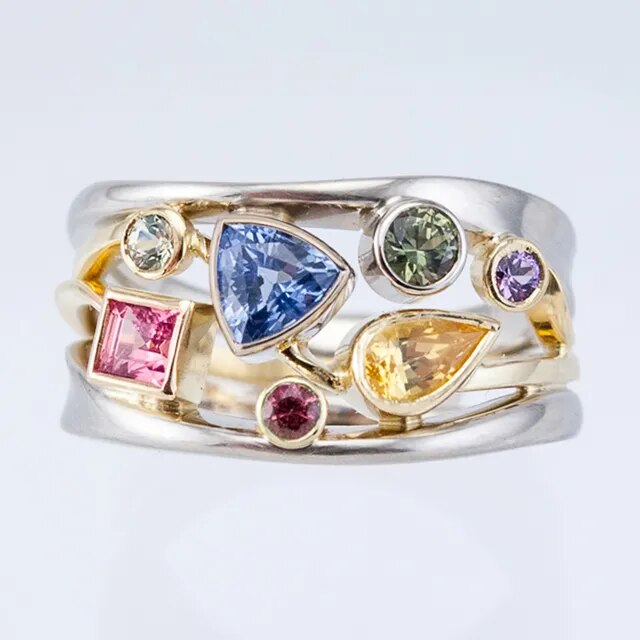 Anillo vintage de circonitas de colores
