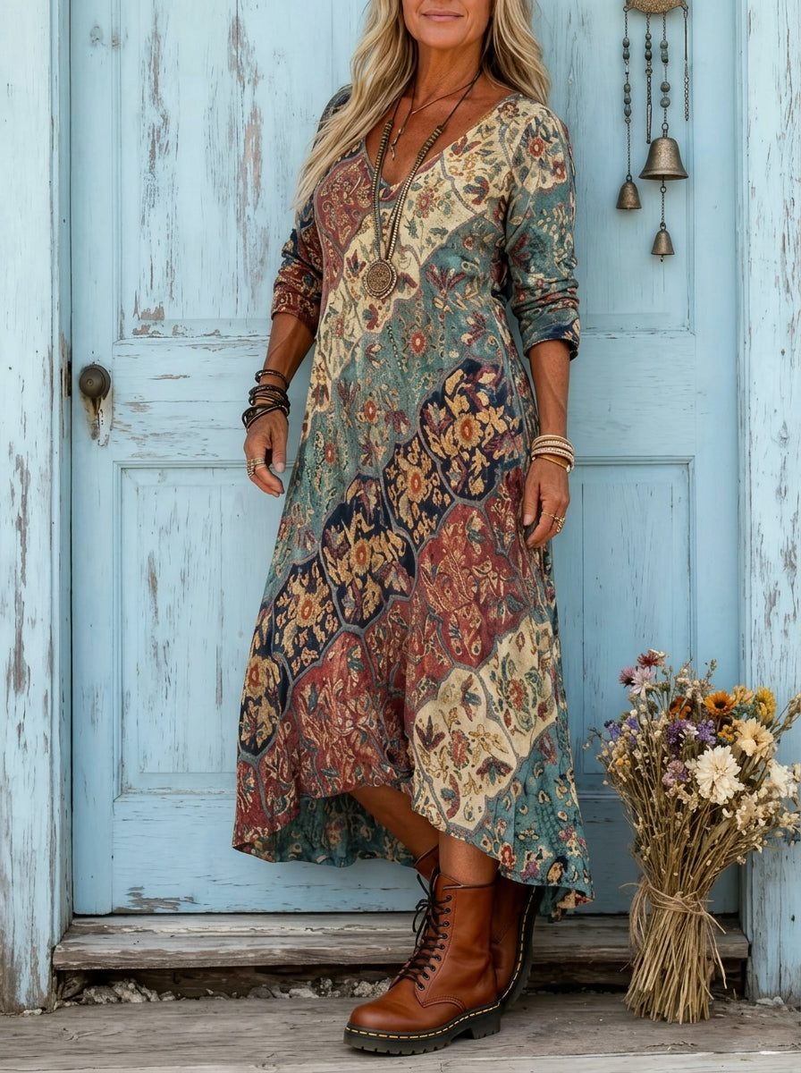 Lidia | Vestido largo fluido de otoño