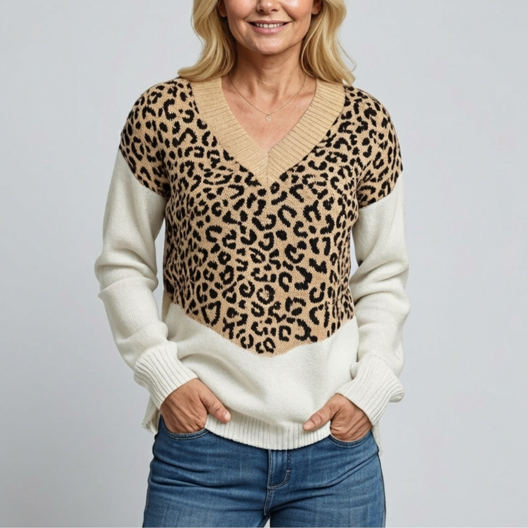 Maggie | Jersey chic con estampado de leopardo