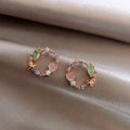 Pendientes de flor de cristal en tono oro rosa