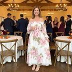 Rita | Vestido largo floral con hombros descubiertos