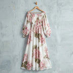 Rita | Vestido largo floral con hombros descubiertos