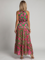 Louisa | Vestido midi drapeado con cuello halter