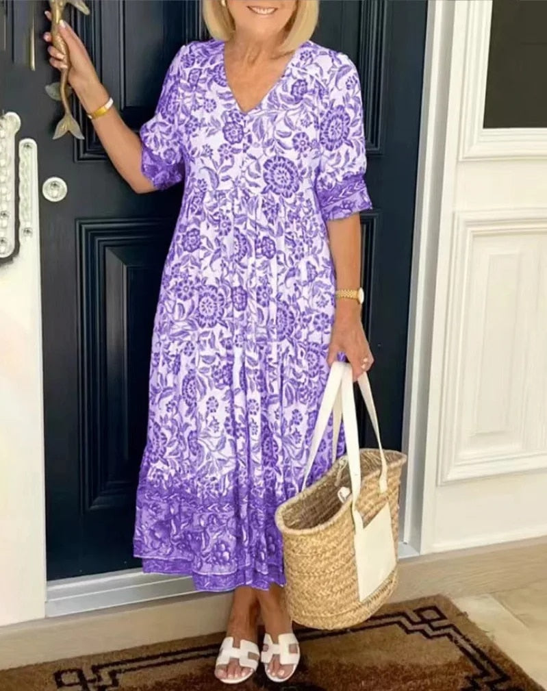 Lunah | Vestido floral con escote en pico