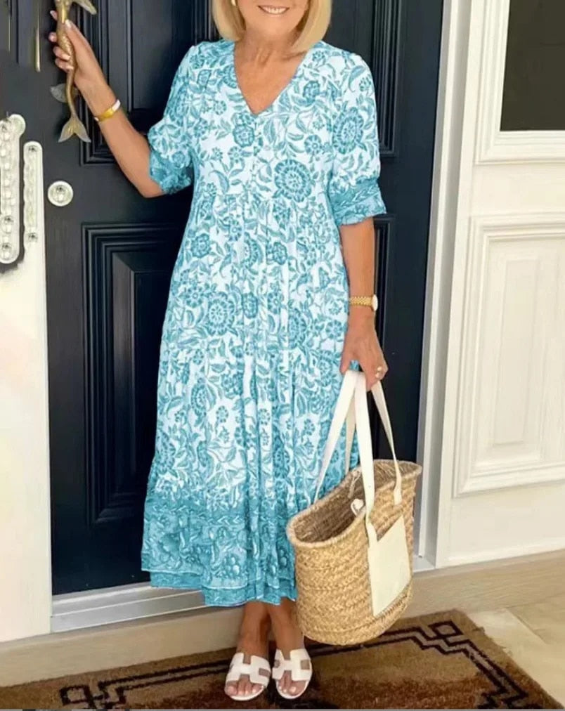 Lunah | Vestido floral con escote en pico