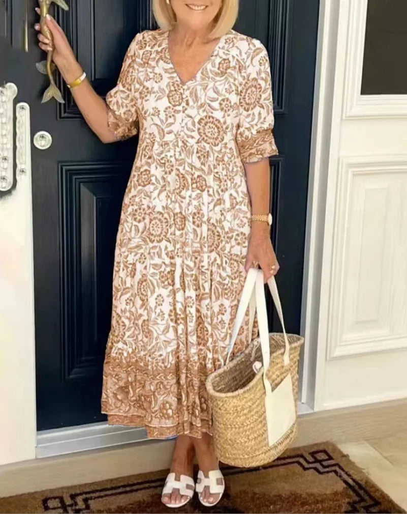 Lunah | Vestido floral con escote en pico