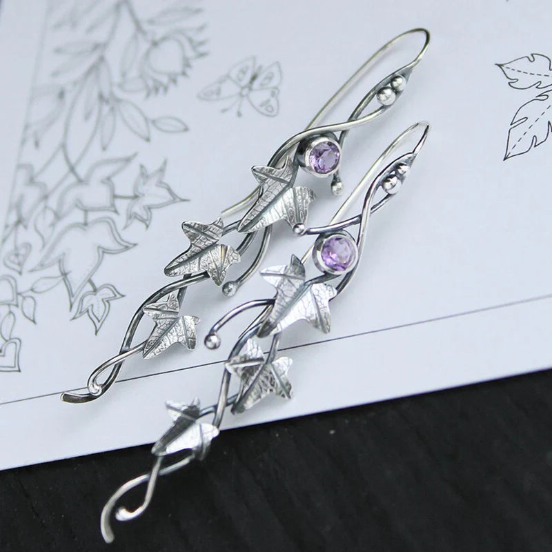Pendientes vintage de hoja y elfo