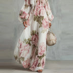 Rita | Vestido largo floral con hombros descubiertos