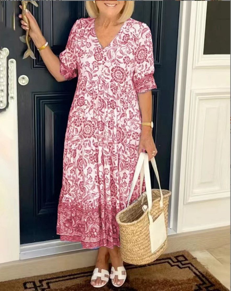 Lunah | Vestido floral con escote en pico