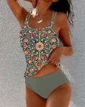 Priscilla | Conjunto de tankini con estampado floral vintage