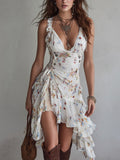 Laura | Minivestido de flores con escote en pico