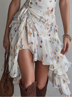 Laura | Minivestido de flores con escote en pico