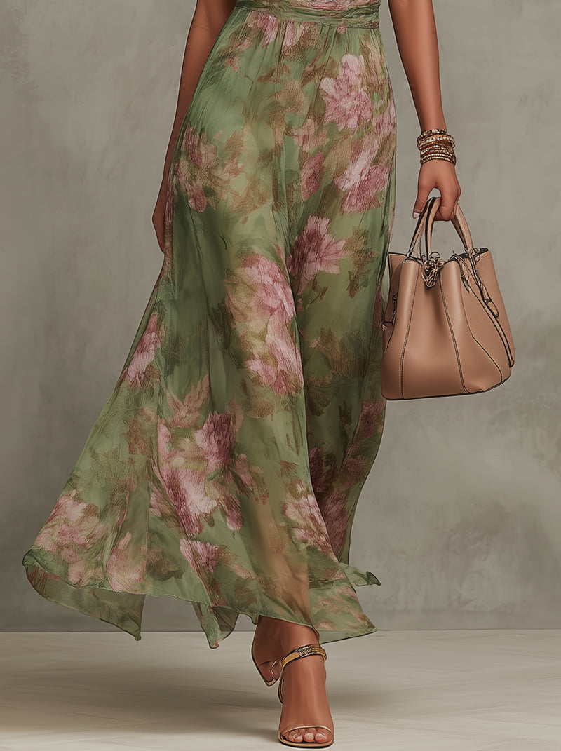 Livia | Vestido largo floral con cuello halter