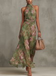 Livia | Vestido largo floral con cuello halter