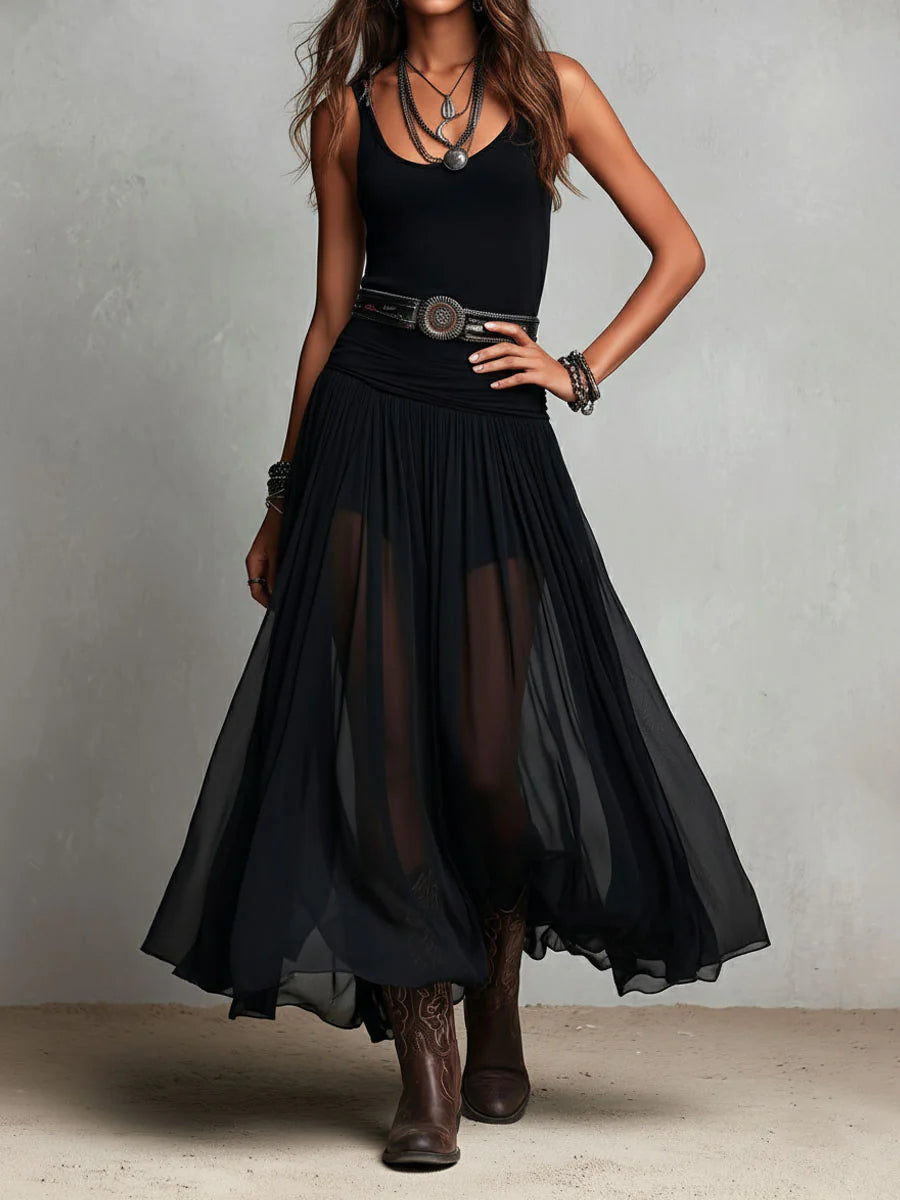 Odette | Vestido largo elegante con cinturón