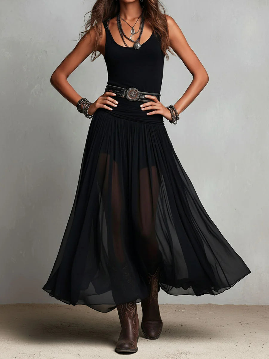 Odette | Vestido largo elegante con cinturón