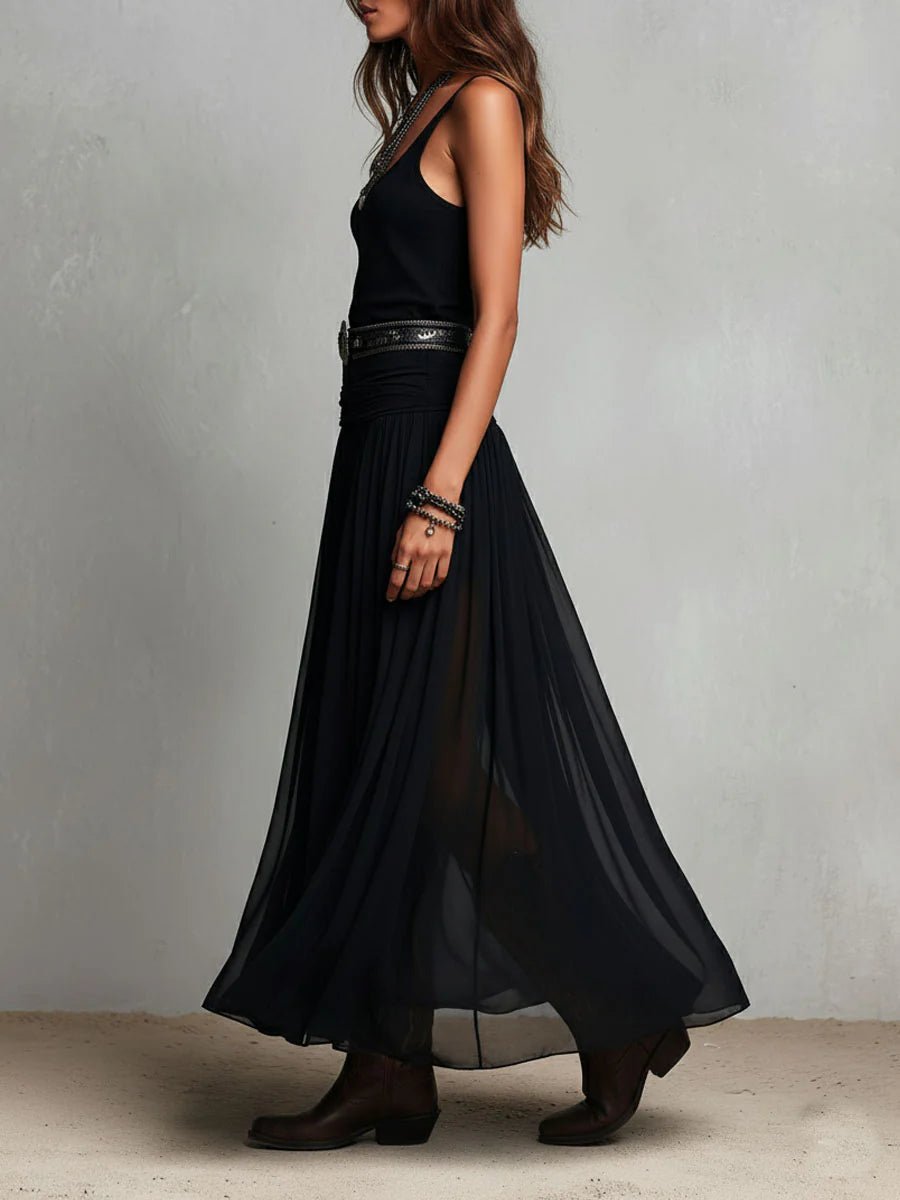 Odette | Vestido largo elegante con cinturón