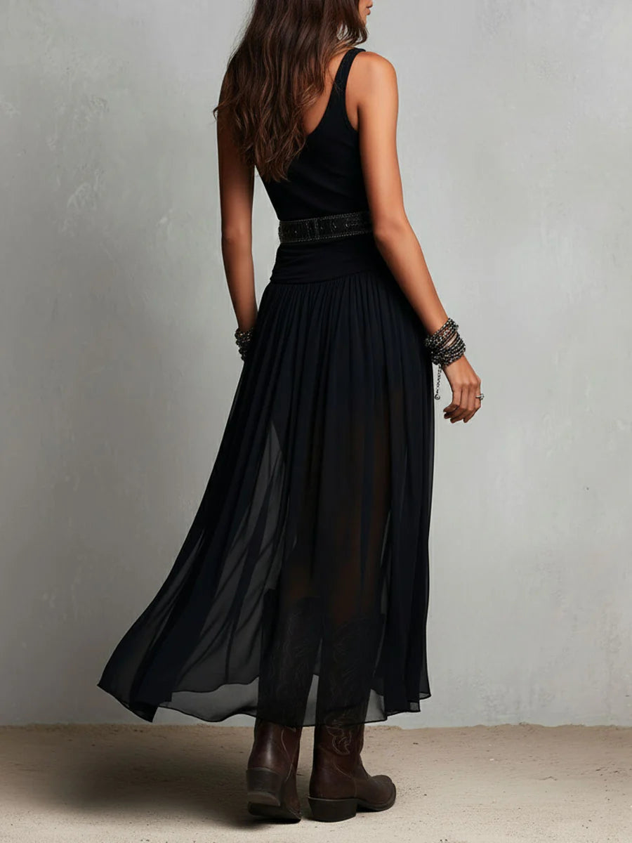 Odette | Vestido largo elegante con cinturón