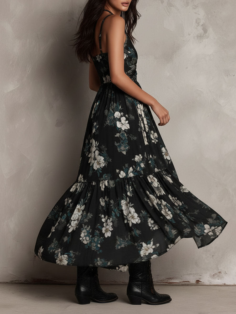 Anouk | Vestido largo de flores sin tirantes