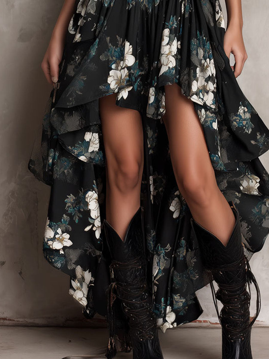 Anouk | Vestido largo de flores sin tirantes